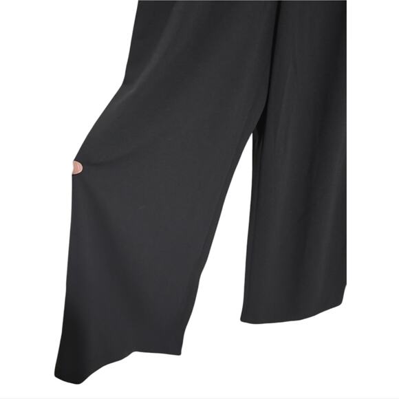 Halston‎ Black Wide Leg Gold Chain Waist Detail Jumpsuit Size 6 New - Picture 5 of 11